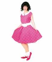 Fifties verkleedjurkje met polka dots roze wit