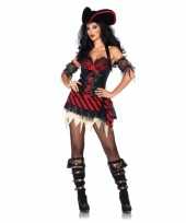 Piraat verkleedjurkje voor dames rood met zwart