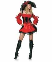 Rood met zwart piraten verkleedjurkje voor dames